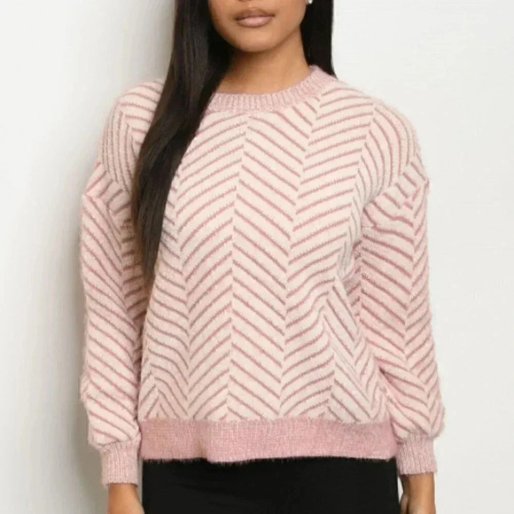 Pink & Ivory Knitted Sweater - Picture 2 of 3